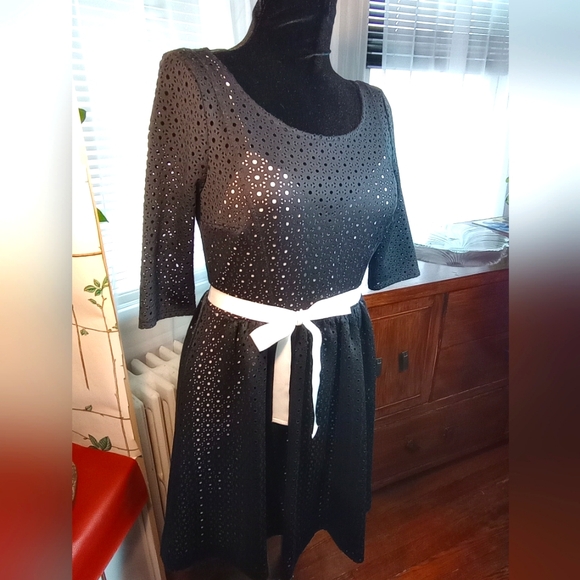 REDUCED! Plenty by Tracy Reese NWT Black Eyelet Over Ivory Chemise Dress Sz4 - Picture 1 of 14